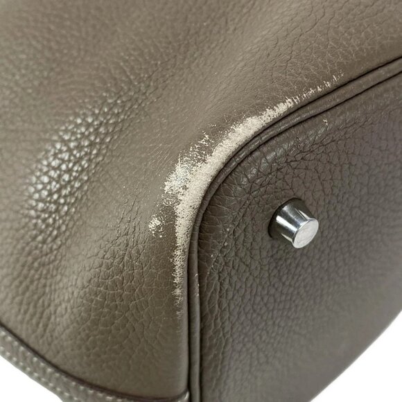 Auth HERMES Picotin Lock MM Etoupe Taurillon Clemence Y Handbag - Picture 3 of 16